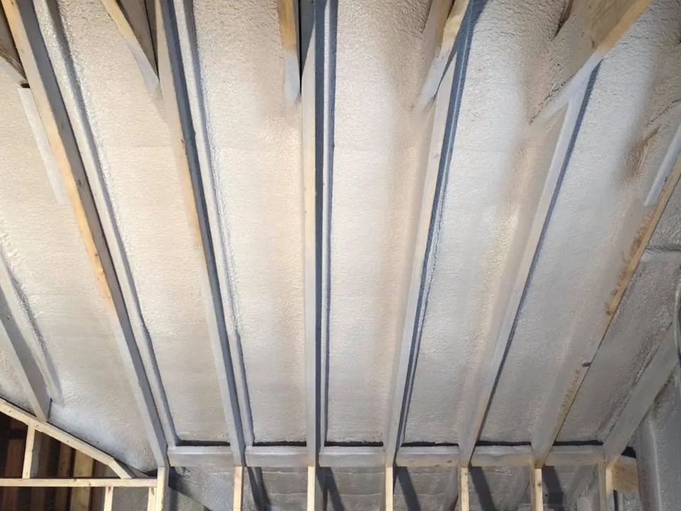 Spray foam insulation applied in a commercial building