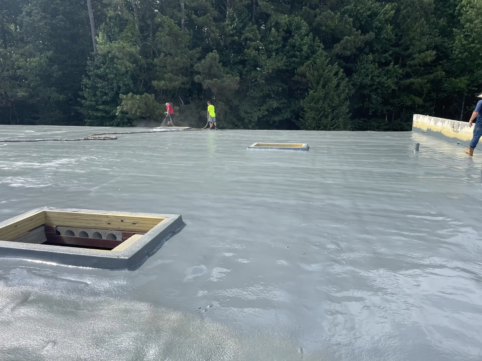 Spray foam insulation applied in a roof